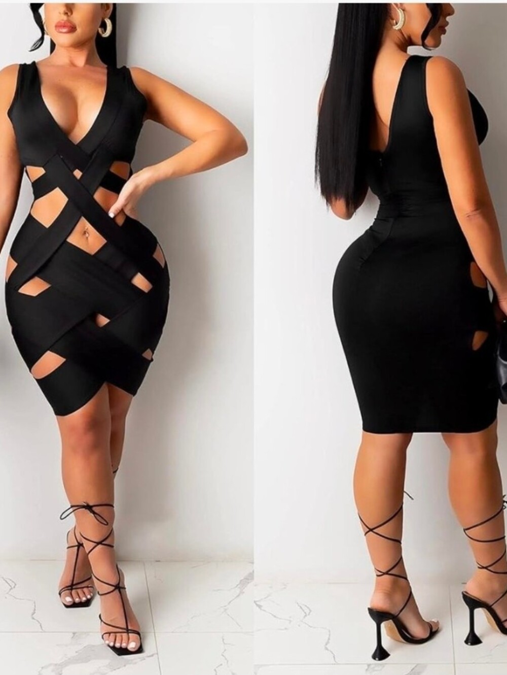 V-Neck Summer Sleeveless Women's Solid New Sexy Strappy Dress Color Dress